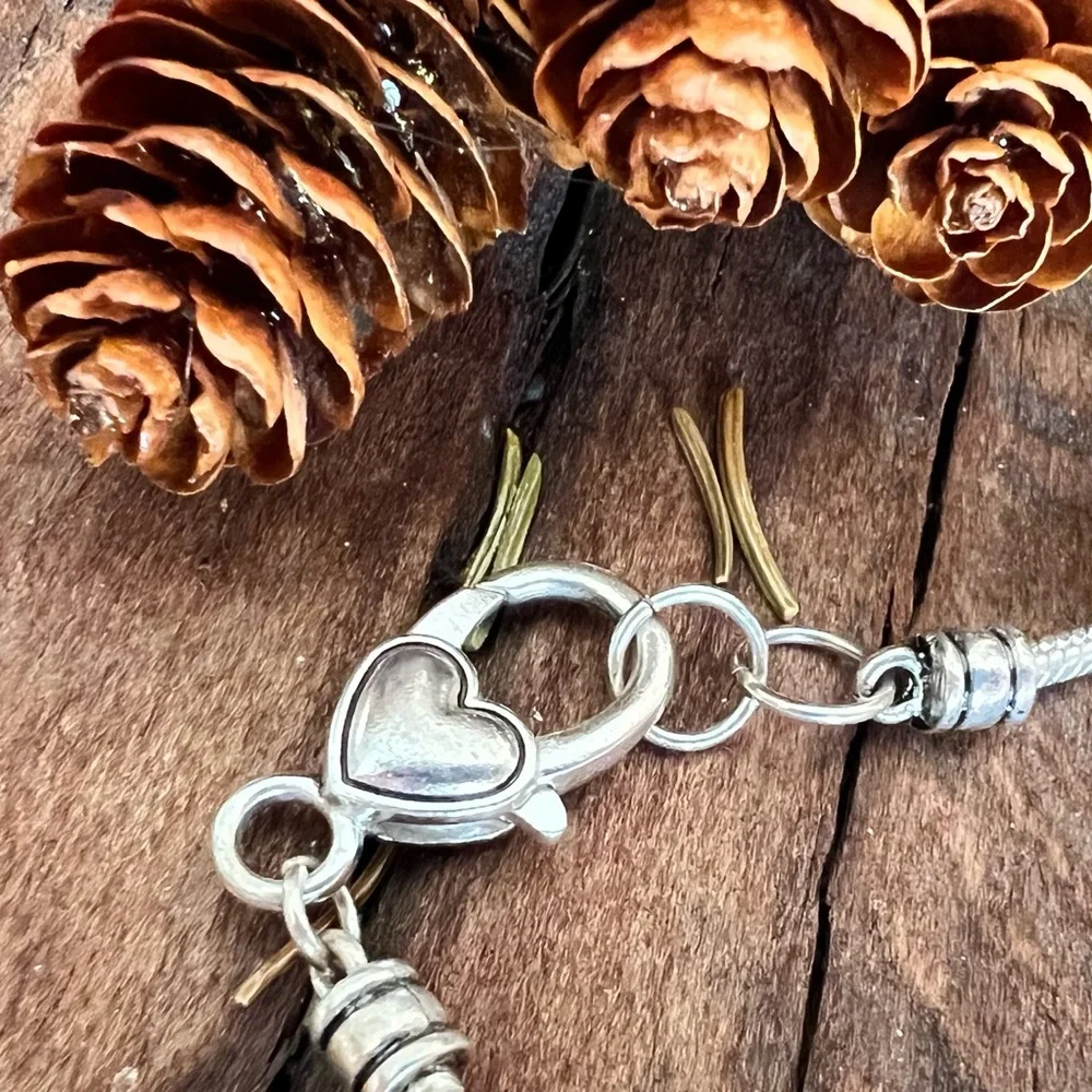 Brighton Puffy Hearts Charm Bracelet Fine Silver Plated Chain .999 Black Enamel - Picture 3 of 5